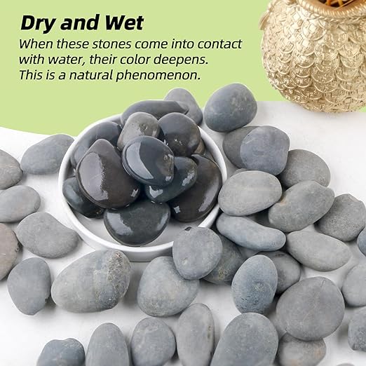 18LB River Rocks,Mexican Beach Pebbles for Plants,Potting,Garden Landscape Stone Paving Stone Grey 1Inch - 2Inch