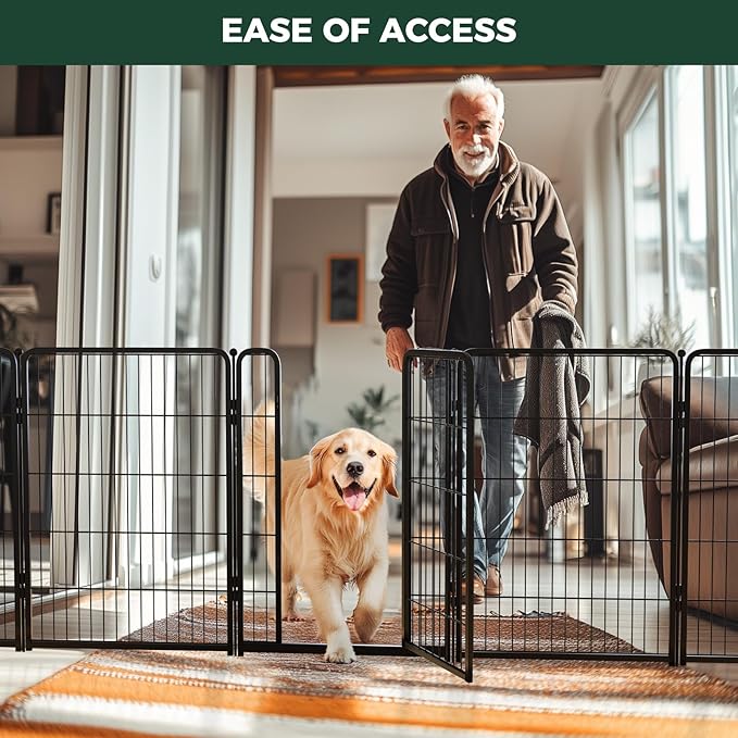 FXW Homeplus Unleashed Indoor Dog Playpen - Stress-Free and Safe Play, Heavy Duty 40 Inch 16 Wire Panels Dog Pen for Medium and Large Dogs, Black│Patented