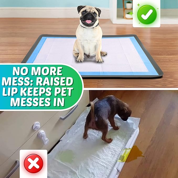 Skywin Dog Pad Holder Tray for 24x36 Inches Training Pads - Easy to Clean and Store Perfect for Dog Potty Tray – Silicon Wee Wee Pad Holder, No Spill Pee Pad Holder for Dogs (Grey)