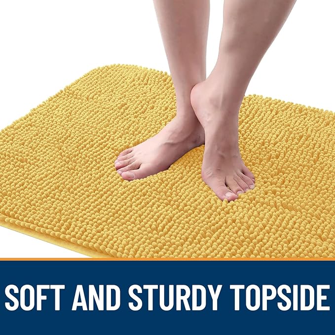 OLANLY Dog Door Mat for Muddy Paws 30x20, Absorbs Moisture and Dirt, Absorbent Non-Slip Washable Doormat, Quick Dry Chenille Mud Mat for Dogs, Entry Indoor Entryway Carpet for Inside Floor, Yellow