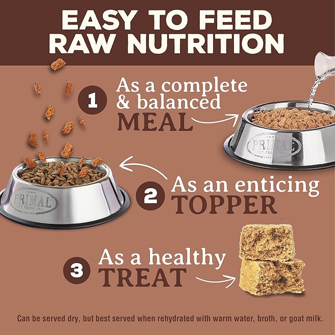 Primal Freeze Dried Raw Dog Food Nuggets, Pork, Complete & Balanced Meal, Also Use as Topper or Treat, Premium, Healthy, Grain Free, High Protein Raw Dog Food, 5.5 oz