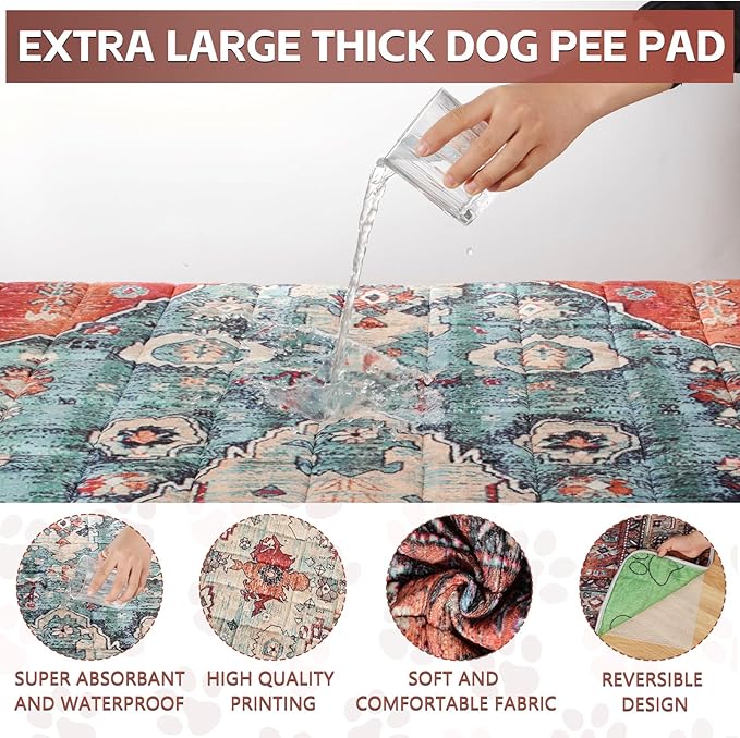 Extra Large Washable Pee Pads for Dogs (72"x72"), Upgrade Reusable Puppy Pads with Non-Slip Rug Pad, Super Thickening Absorbent Leakproof Dog Traning Pads Whelping Pad for Dogs, Doggie