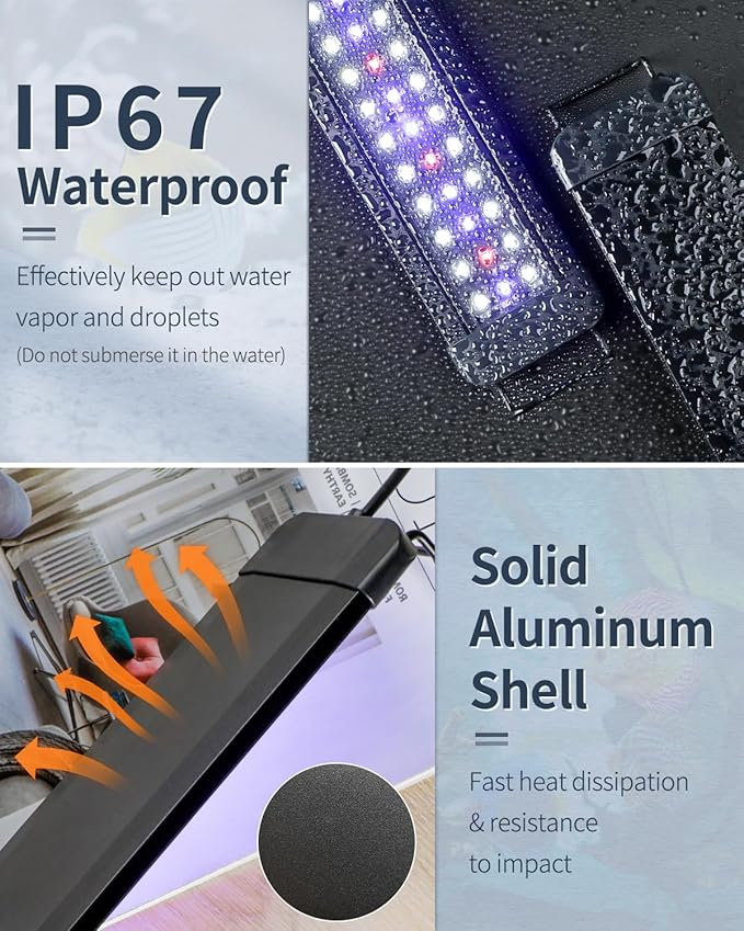 Pawfly 21W Aquarium LED Light for 30 to 36 Inch Fish Tanks Extendable Fish Tank Light with Full Spectrum Brilliant White Blue Red Lights with Daytime & Night Modes and Adjustable Brightness