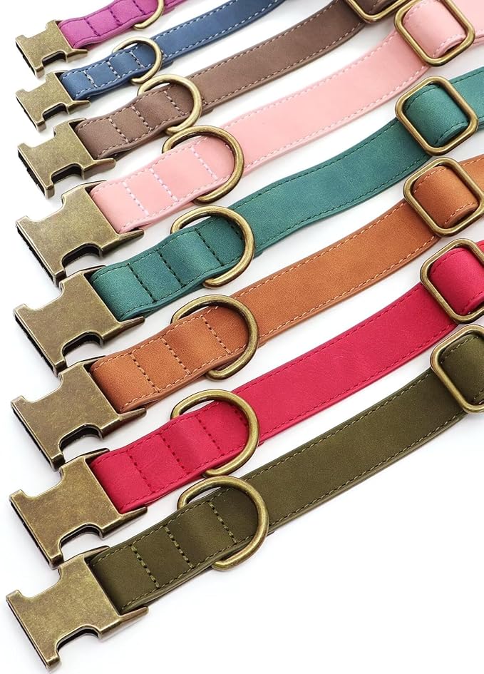 Didog Soft PU Leather Dog Collar, Stylish Quick Released Dog Collar for Large Dogs, Easy Clean Adjustable Pet Collar for Daily Walking, Pink, L Fit 15-23" Neck