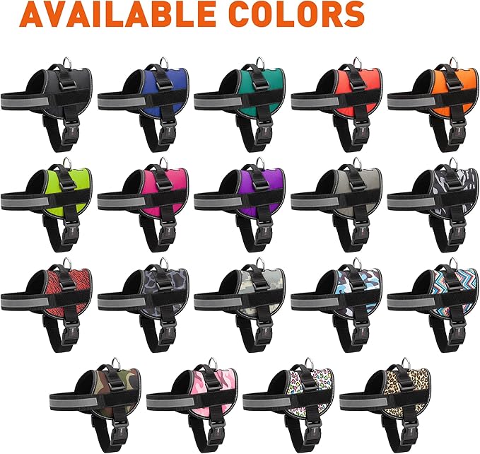 Dogline Dog Harness, Reflective No-Pull Adjustable Vest with Handle, Breathable No-Choke Harness for Small, Medium or Large Dogs Room for Patches Girth 27 to 34 in Pink