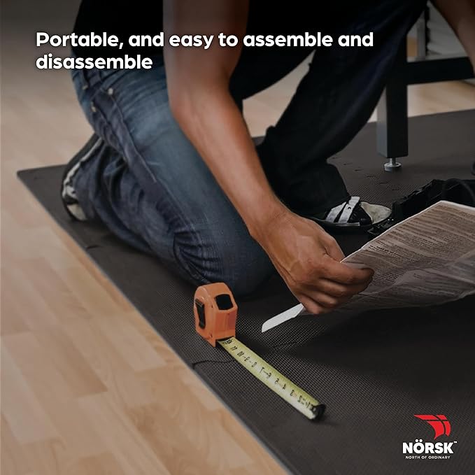 Norsk Multi-Purpose Reversible Floor Mats - EVA Interlocking Foam Tiles (Gray/Black 24 Tiles - 96 sq. Ft. 1/2" Thick)