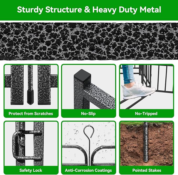 Dog Playpen Outdoor 16 Panels Heavy Duty Dog Fence 40" Height with Thick Pipe Anti-Rust with Doors Portable for RV Camping Yard, Total 36FT, 103 Sq.ft, Snowy Black