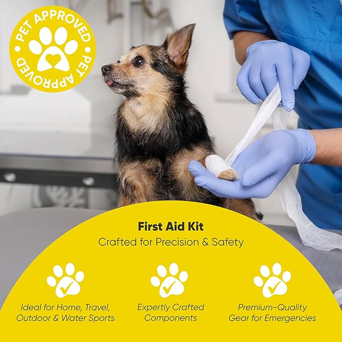 Pet First Aid Kit for Dogs & Cats – 27 Key Items Emergency Kit with Mini Pouch for Boating, Sailing, Home, Office, Travel, Vacations & Outdoor Adventures