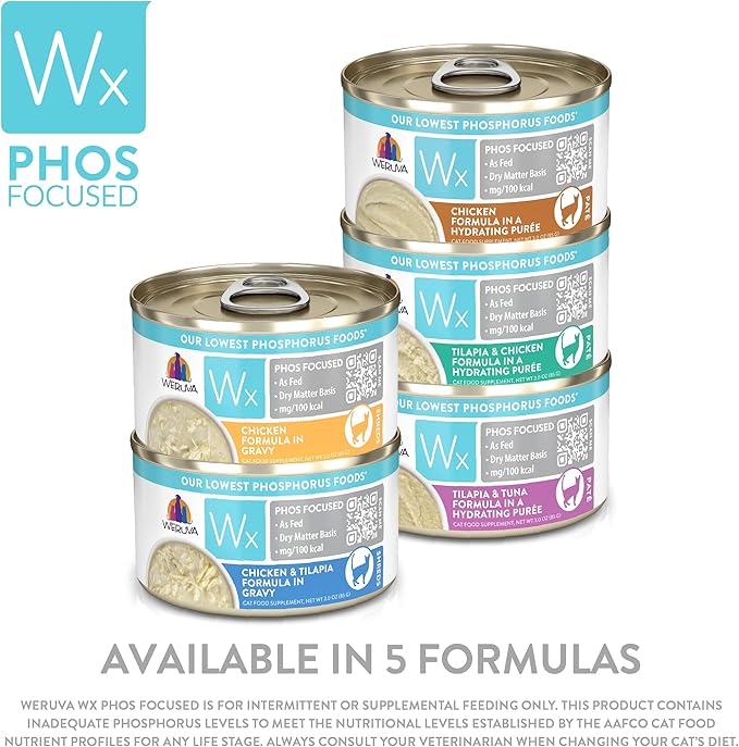 Weruva Wx Phos Focused, Chicken Formulas Variety Pack, 3oz Can (Pack of 12)