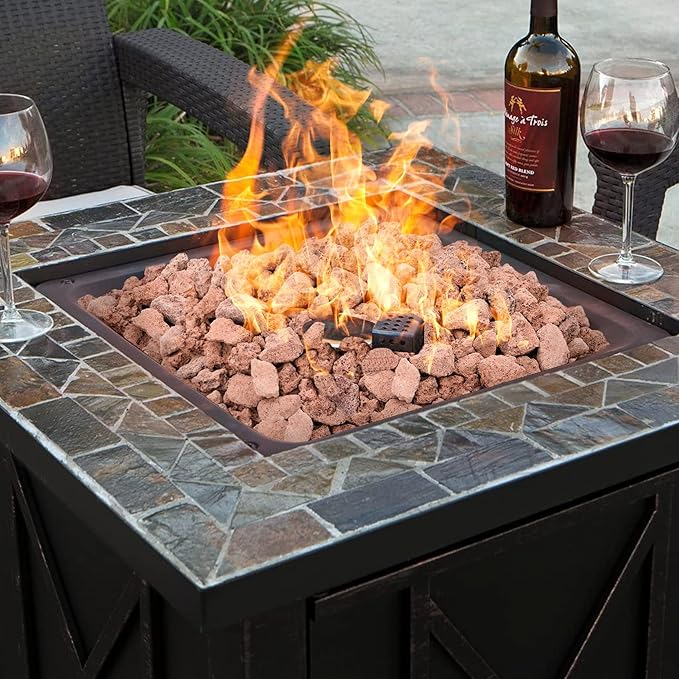 Mr. Fireglass 10 Pounds Lava Rocks Red Natural Stone Granules for Gas Fire Pit Fireplace & Gas Log Set - Decorative Landscaping Rocks for Indoor and Outdoor Use, 0.8" - 1.2" Sized