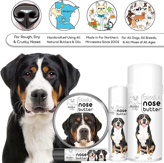 The Blissful Dog Greater Swiss Mountain Dog Unscented Nose Butter - Dog Nose Butter, 2 Ounce