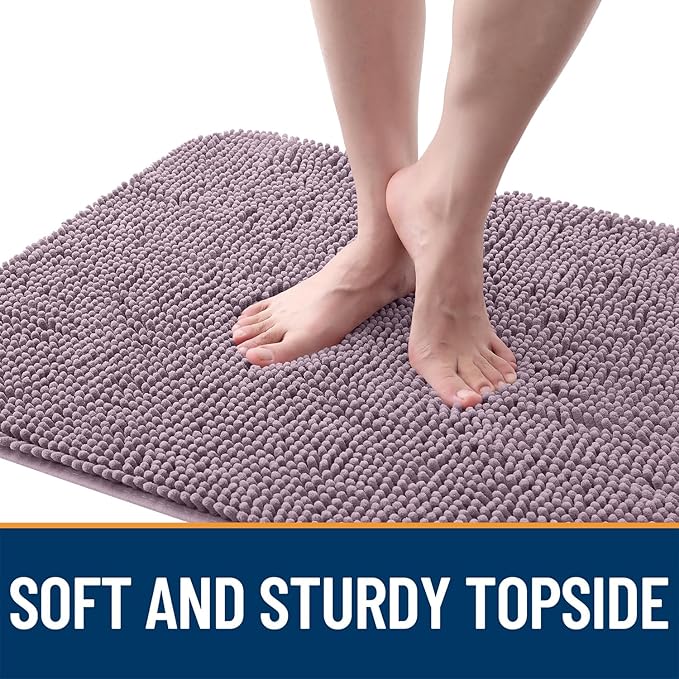 OLANLY Dog Door Mat for Muddy Paws 47x17, Absorbs Moisture and Dirt, Absorbent Non-Slip Washable Doormat, Quick Dry Chenille Mud Mat for Dogs, Entry Indoor Entryway Carpet for Inside Floor, Deep Plum