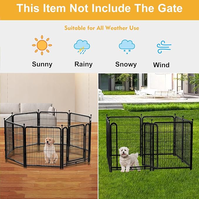 Garden Fence 40 Inch 14 Panels Without Gate, Total 31 Ft(L) Garden Fence for Yard and Dog, Black Dog Pen Wide Door, Metal Dog Pen Heavy Duty Pet Puppy Exercise Pen for Rv Camping