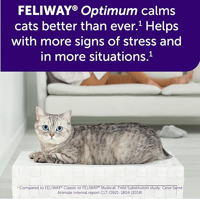 FELIWAY Optimum Cat, Enhanced Calming Pheromone Diffuser, 30 Day Starter Kit (48 mL), Translucent (Pack of 2)