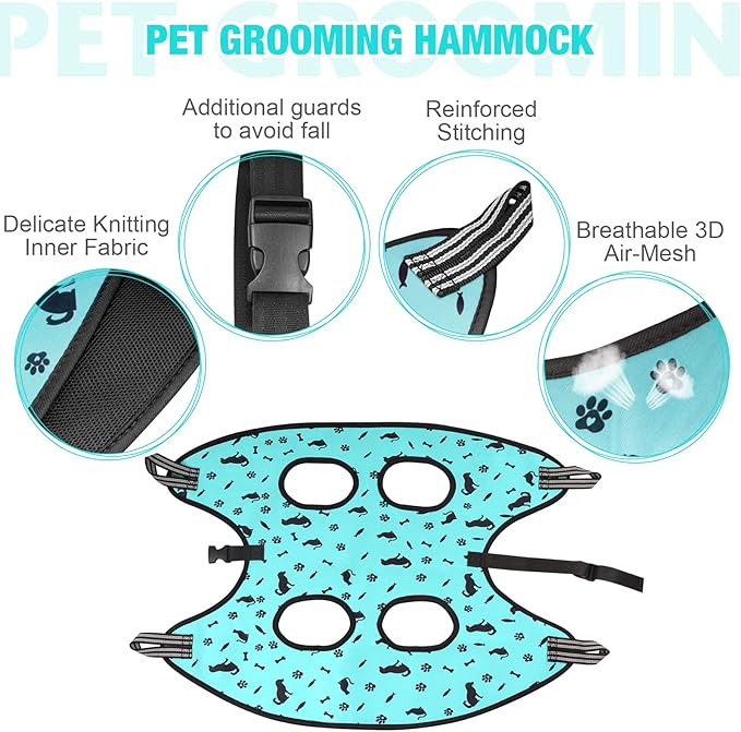 Dog&Cat Grooming Hammock - Pet Harness for Grooming Nail Trimming (XS 15lb), Dog Sling for Nail Clipping, Dog Hanging Holder for Cutting Nail with Nail Clippers