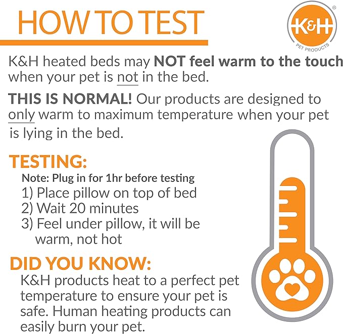 K&H Pet Products Heated Cat Bed for Large Cats, Thermo-Kitty Mod Dream Pod Heated Cat Cave Tent House Bed for Indoor, Warming, Washable Cushion, Waterproof Heater, Safety Listed - 22in Round Tan