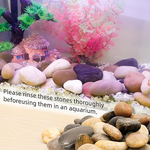 18LB 1"-2" Decorative River Rocks for Plants, Polished Pebbles for Garden Landscaping, Planters, Aquariums, Vase Fillers – Indoor & Outdoor Decor