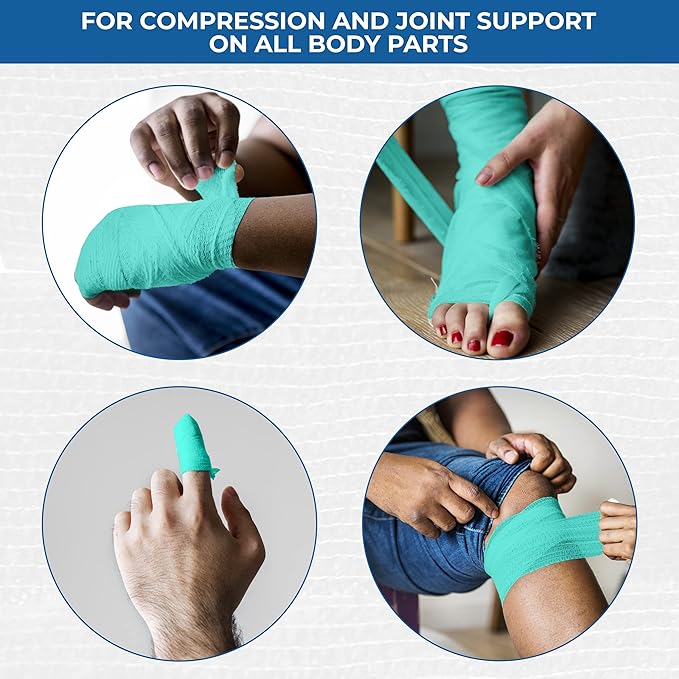 Self Adhesive Bandage Wrap - Pack of 12 Assorted Colors, Non-Woven, Breathable & Water-Resistant Vet Wrap for First Aid, Sports Injury, Body Sprains, & Pets (2 Inch Multicolor - 12 Pack)