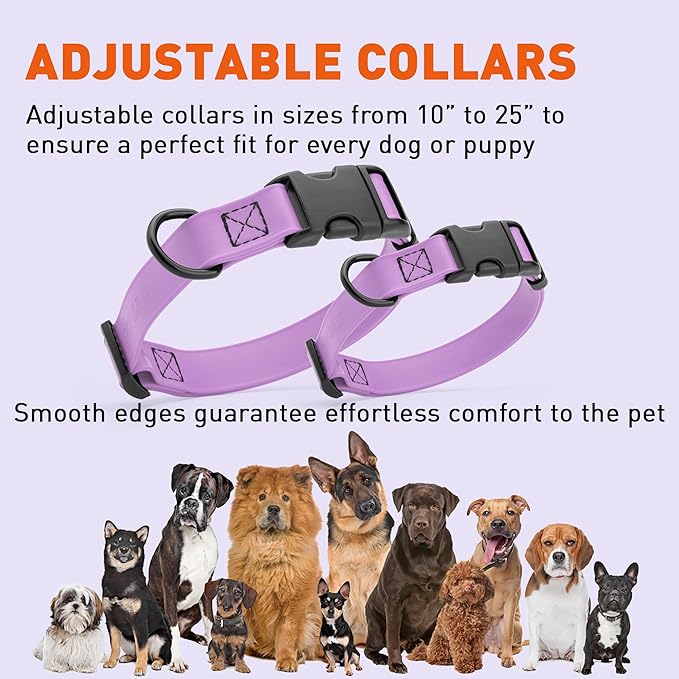 Dogline Biothane Waterproof Dog Collar with Quick Release Buckle Strong Coated Nylon Webbing with Odor- Proof for Easy Care Easy to Clean Fits Small Medium Large Dogs, Amethyst Purple 5/8" W 9-14" L