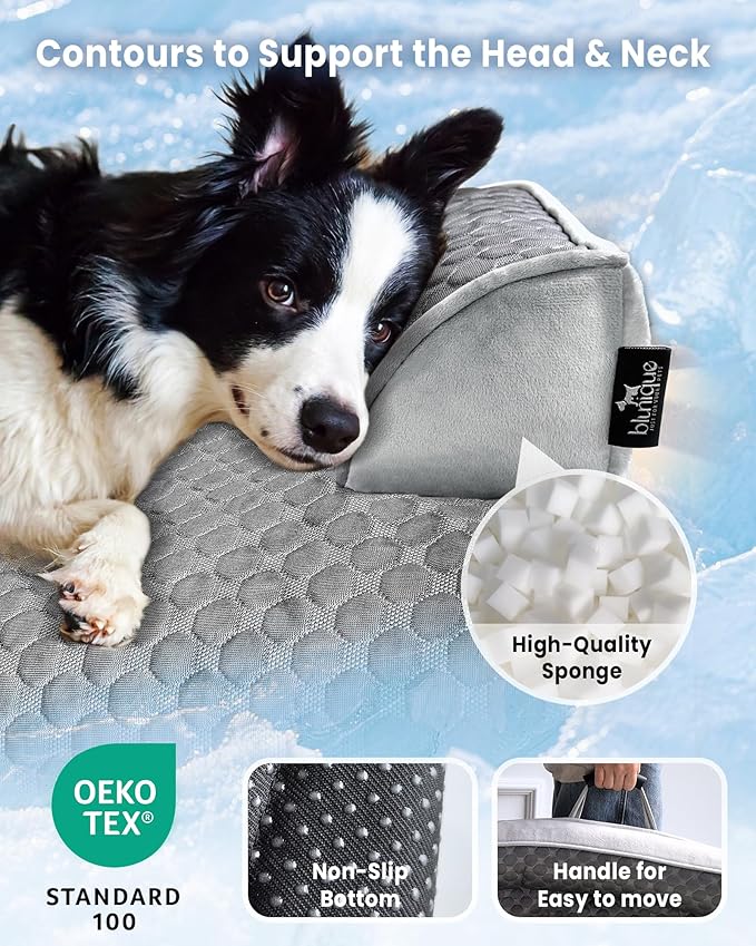 XL Cooling Dog Bed – 45 x 37 inch Waterproof Couch Cover for Dogs Washable, Non-Slip Bottom Self Cooling Mat for Dogs, Durable & Non-Gel, Dog Couch Bed for Sofa Floor Car, Cooling Grey