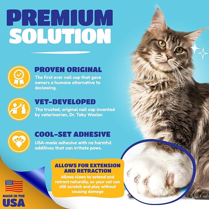 Soft Claws Cat Nail Caps for Medium Cats – (40 Caps, Sparkle Variety) - Made in USA - Veterinarian-Developed | Protects Furniture & Skin - Easy to Apply, Long-Lasting Anti-Scratch Soft Cat Claw Covers