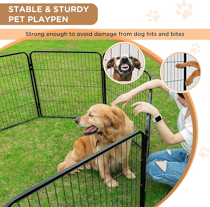 BestPet Dog Playpen Indoor 40 inch 12 Panels Metal Dog Pen Pet Dog Fence Outdoor Exercise Pen with Doors,Pet Puppy Playpen for RV Camping Yard, Black