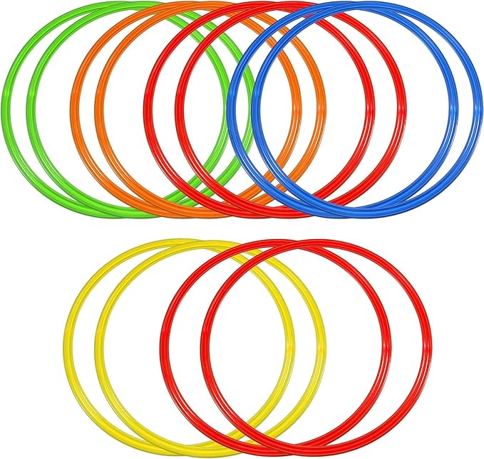 Libima Obstacle Course Ring Set Exercise Hoop Large Hoop Plastic Toys Playground Toys for Gymnastics Practice Party Games Educational Activities Holiday Decor, 5 Colors(12 Pcs,24 Inch)