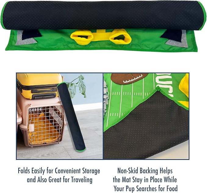 NFL Dallas Cowboys Dog Snuffle Mat – Interactive Pet Slow Feeder, Football Field Design Food Puzzle Toy for Dogs & Cats, Foraging Activity Mat for Smarter Feeding
