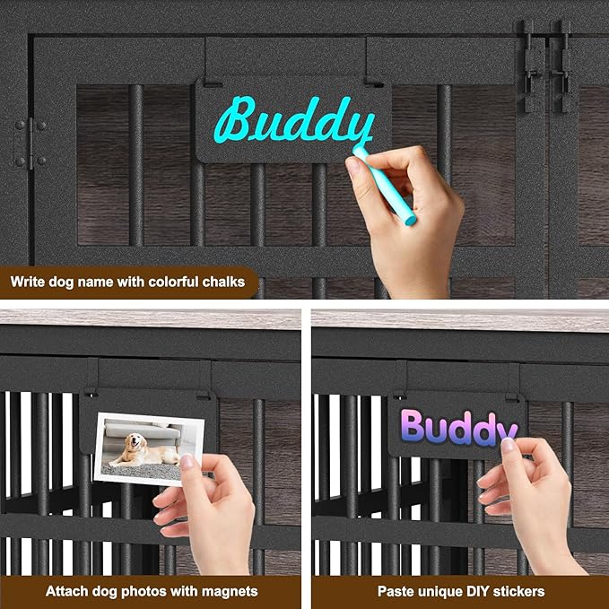 EasyCom 42"/41"/33" XL Dog Crate Furniture with Casters, Heavy Duty Dog Kennel Indoor for Large and Medium Dogs, Double-Doors Sturdy Dog Cage for Anxiety Dog, Decorate House as TV Stand, Bedside Table