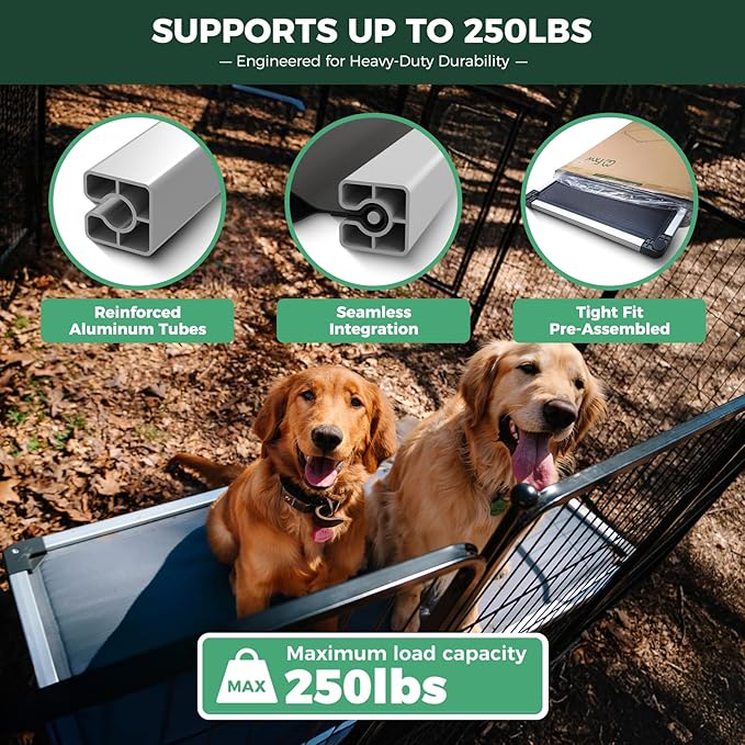 FXW TitanNest Chew-Proof Elevated Dog Bed, Raised Cot for Indoor/Outdoor/Camping Use, Durable & Washable Padded Pet Bed for Large Dogs, 50.0" L x 31.0" W x 7.3" H, Gray