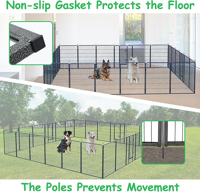 Dog Playpen, Outdoor Dog Fence, 24 Panels, 40" H Dog Pen for Medium/Small Dogs, Heavy Duty Metal Pet Fence with Gate, Portable Dog Fence for RV Camping and Yard (Black)