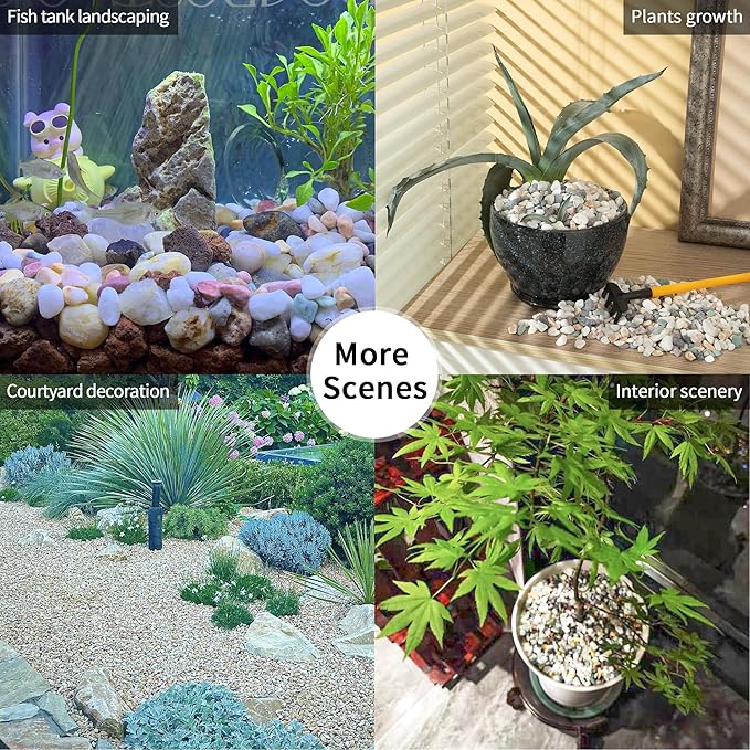 2lb Succulent and Cactus Gravel Pebbles 1/5-3/8 Inch Natural Decorative Polished Stones River Rocks for Plants, Vases, Aquariums, Terrarium and Outdoor Gardening, Mixed Color