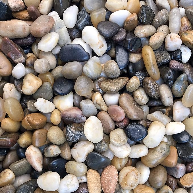 River Rock Stones, Natural Decorative Polished Mixed Pebbles Gravel,Outdoor Decorative Stones for Plant Aquariums, Landscaping, Vase Fillers (9 LB, Mixed Colors)