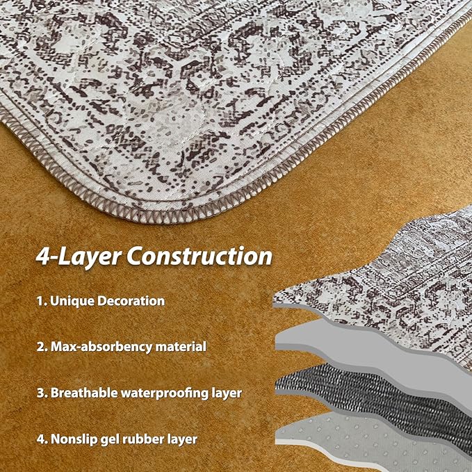 nunubaby 4PACK Washable Pee Pads for Dogs, Stylish, Non-Slip and Leak-Proof Pee Pads. Reusable Potty Pads for Dogs for Crates and Floors.(Brown/Geo, 18" x24")