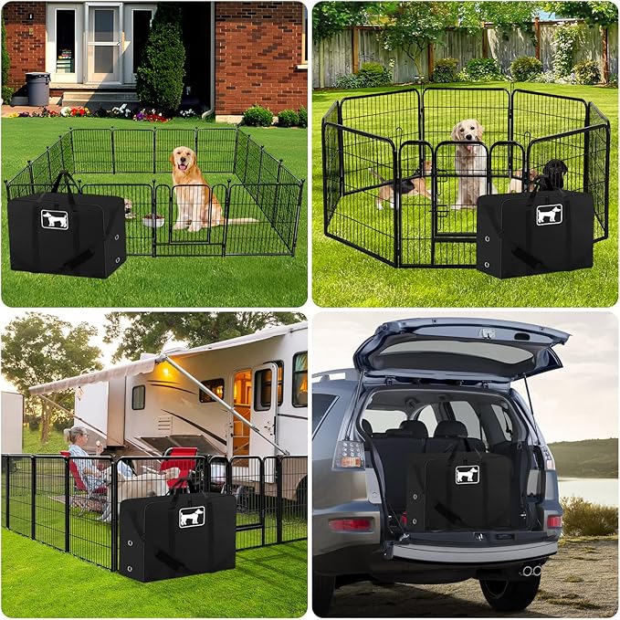 SIRUITON 2Pack Dog Playpen Storage Bag, Fits 24" H 8 Panels and 9 Stakes，Suitable for Foldable Exercise Pet Playpen, Dog Fence Travel Bag, with Reinforcing Plate & Shoulder