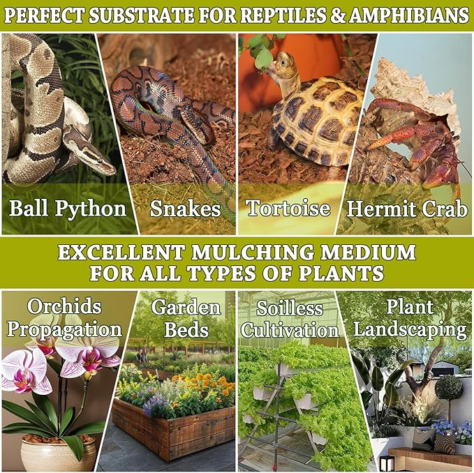 ZeeDix Natural Coconut Chips Substrate for Reptiles, Coconut Fiber Husk Reptiles Bedding, Compressed Coco Chips Substrate for Ball Python, Snakes, Tortoise, Hermit Crab, Frogs, Lizard, Tarantula