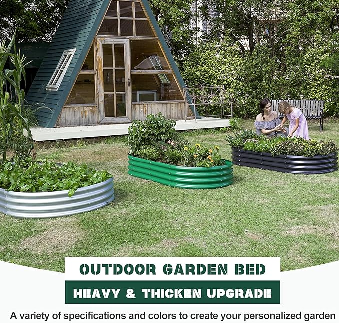 Land Guard 6ft Metal Raised Garden Bed，2 Pcs Galvanized Planter Raised Beds for Vegetables…………