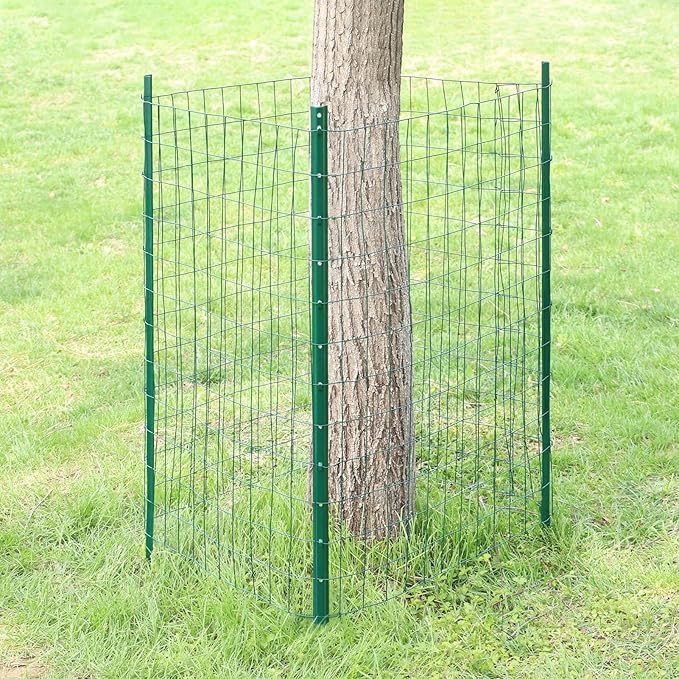 Green PVC Coated Welded Wire Fence 48 Inch x 25 Foot, 2 Inch x 3 Inch 16GA, Garden Border Fencing Roll Vinyl Coating Metal Wire Mesh for Yard Vegetable Plant Protection Poultry Netting