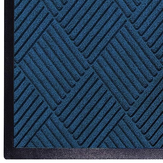 WaterHog Diamond | Commercial-Grade Entrance Mat with Rubber Border – Indoor/Outdoor, Quick Drying, Stain Resistant Door Mat (Navy, 4' x 10')