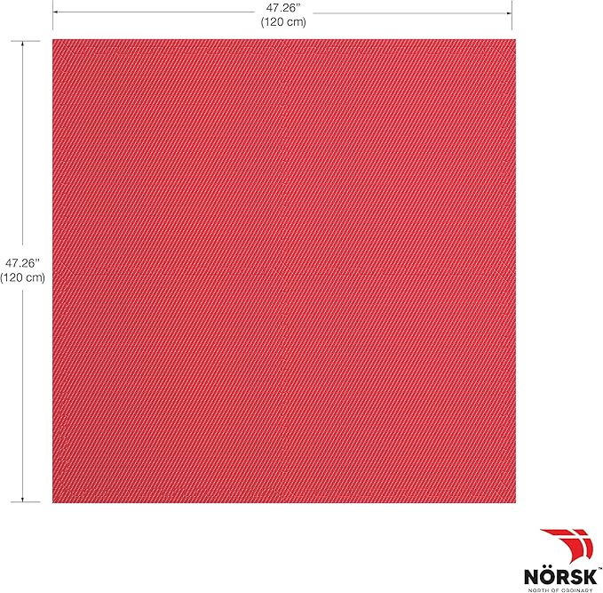 Norsk Reversible Gym Exercise Mats 3/4" Thick EVA Interlocking Foam Tiles, Perfect Home Gym Flooring, 36 Tiles & 72 Trim Pieces, 144 Sq. Ft. Reversible, Red/Black