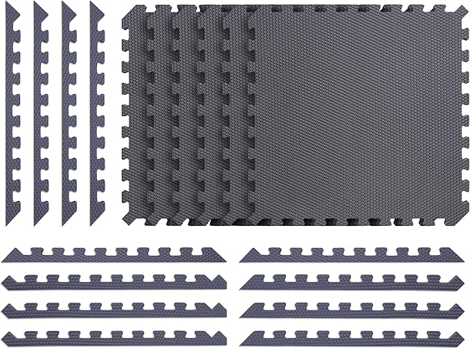 Norsk Dual-Sided Reversible 1/2" Foam Exercise Mats for Home Gym - Interlocking EVA Foam Tiles