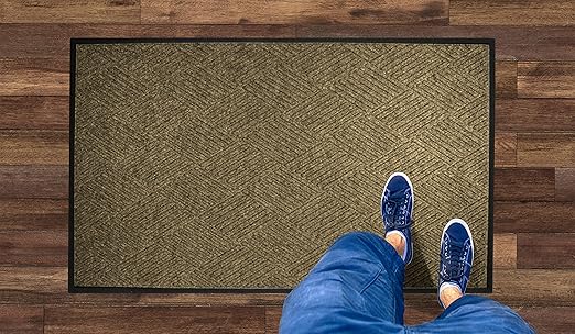 WaterHog Diamond | Commercial-Grade Entrance Mat with Rubber Border – Indoor/Outdoor, Quick Drying, Stain Resistant Door Mat (Camel, 4' x 6')