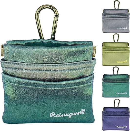 Dog Treat Pouch, Pocket Sized Pet Training Pouch, Hand Free Bronze Dog Walking Bag with Carabiner, Self-Closing Pet Feed Snack Reward, for Puppy Travel or Outdoor Use, NanoPTC