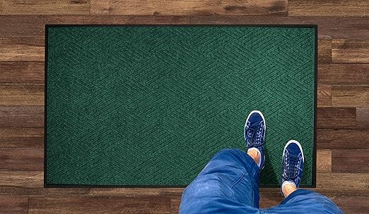 WaterHog Diamond | Commercial-Grade Entrance Mat with Rubber Border – Indoor/Outdoor, Quick Drying, Stain Resistant Door Mat (Evergreen, 4' x 6')
