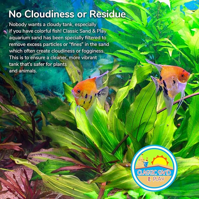 CLASSIC SAND & PLAY Natural Aquarium Sand for Freshwater and Saltwater Tanks, 40 lb. Bag, Improves Filter Life and Filtration Process, Pre-Washed Fine Sand, Yellow