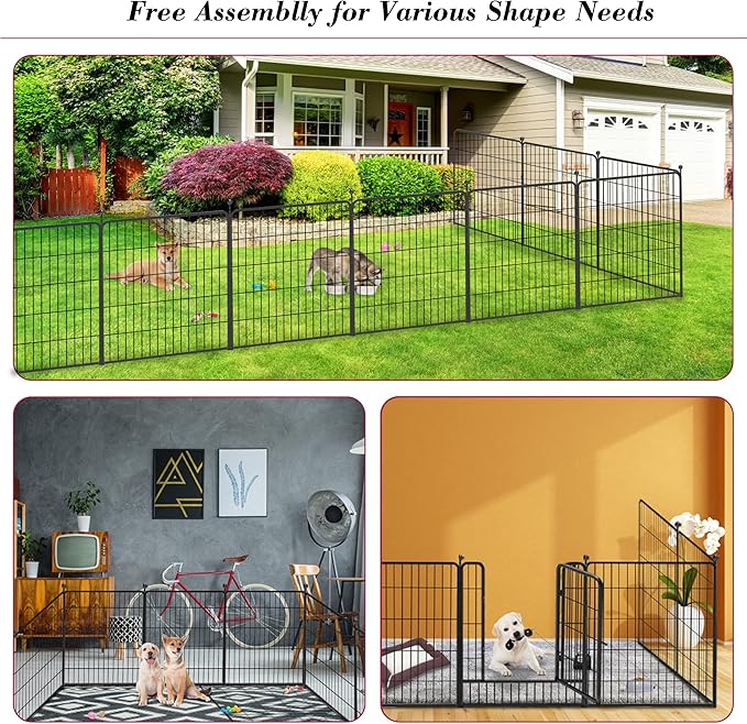 Dog Playpen 32 inch 32 Panels Indoor Outdoor Dog Pen for Medium/Small Dogs Heavy Duty Metal Dog Fence Outdoor for Yard, Puppy Playpen with Door Portable Pet Fence for RV Camping Yard