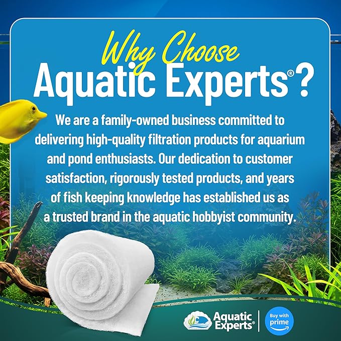 Aquatic Experts Aquarium Filter Floss for Fish Tank Filters - FilterFirst Aquarium Filter Pad - Media Roll for Crystal Clear Water, 3/4" - 1" Thick (24 Inch Wide, 72 Inch Long)