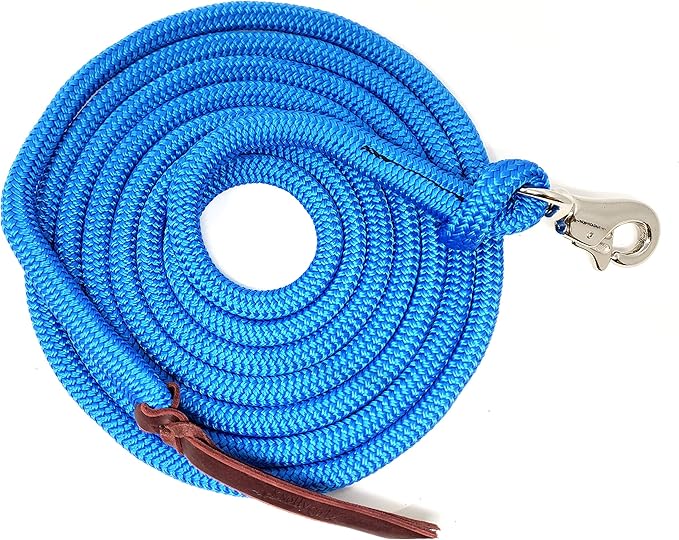 Double Braid Lead Rope with Eye Splice Loop, 12-14FT Lengths (Blue, 14 ft.)