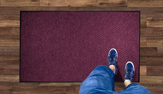 M+A Matting WaterHog Diamond | Commercial-Grade Entrance Mat with Rubber Border – Indoor/Outdoor, Quick Drying, Stain Resistant Door Mat (Bordeaux, 3' x 5')