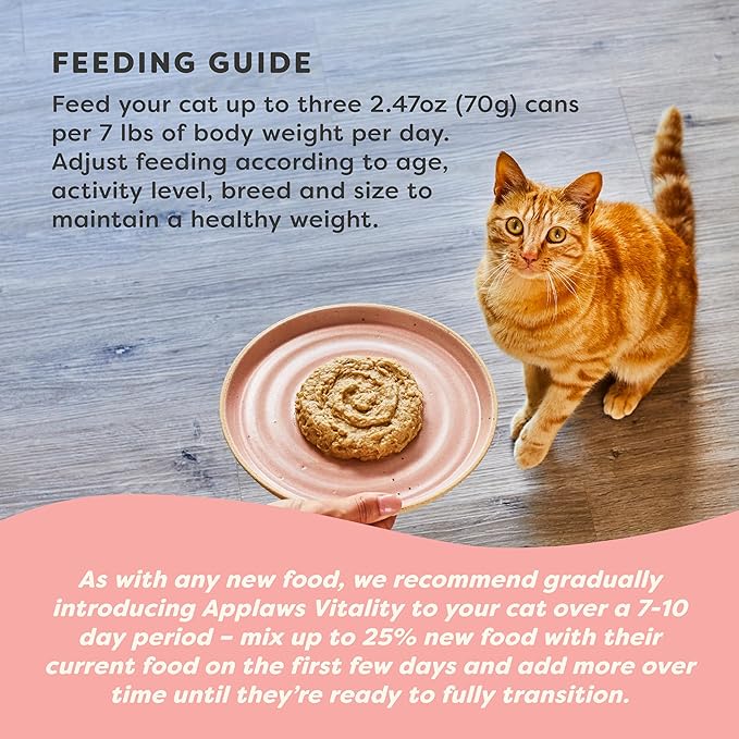 Applaws Vitality Wet Cat Food Paté, Natural Canned Cat Food, Wet Food for Cats with Added Vitamins and Minerals, Grain Free, Carrageenan Free, Chicken Breast Recipe (24 Count, 2.47 oz Cans)